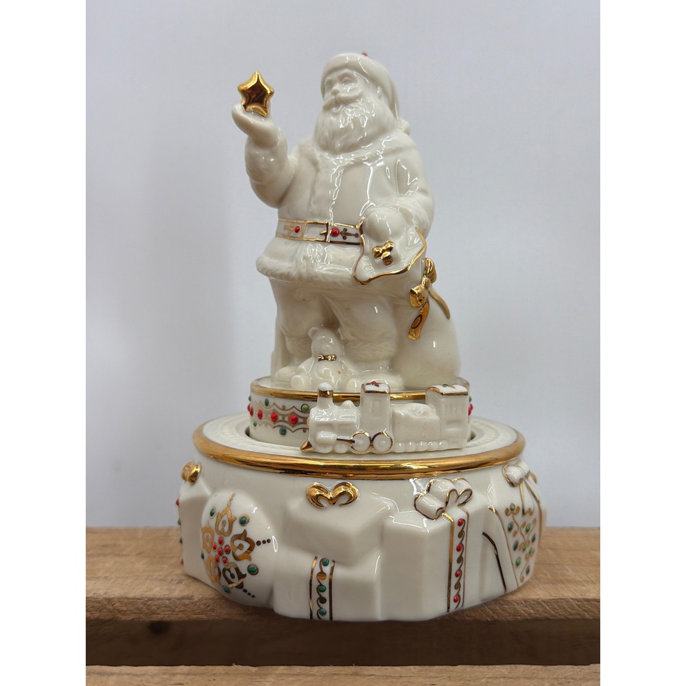 Lenox China Jewels Santa Jolly Old‎ Saint Nicholas Musical Figurine Vintage Box